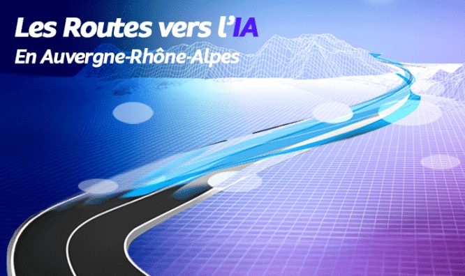 Les Routes vers l’IA en Auvergne-Rhône-Alpes : une route qui traverse un paysage en fil de fer